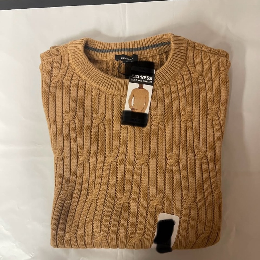 Express Men's Camel Crewneck Sweater